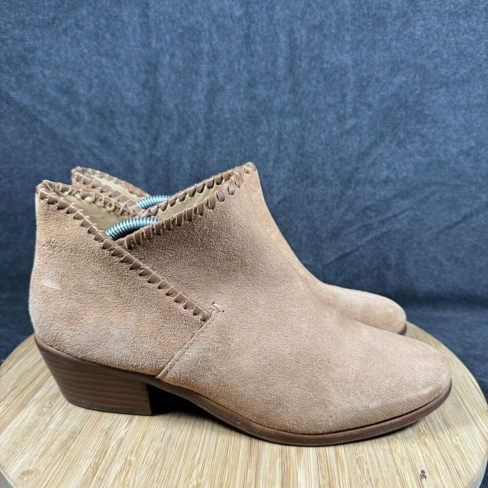 Jack Rogers Sadie Sz 8 M Tan Suede Ankle Booties Low Heel‎ Slip On Womens Boots